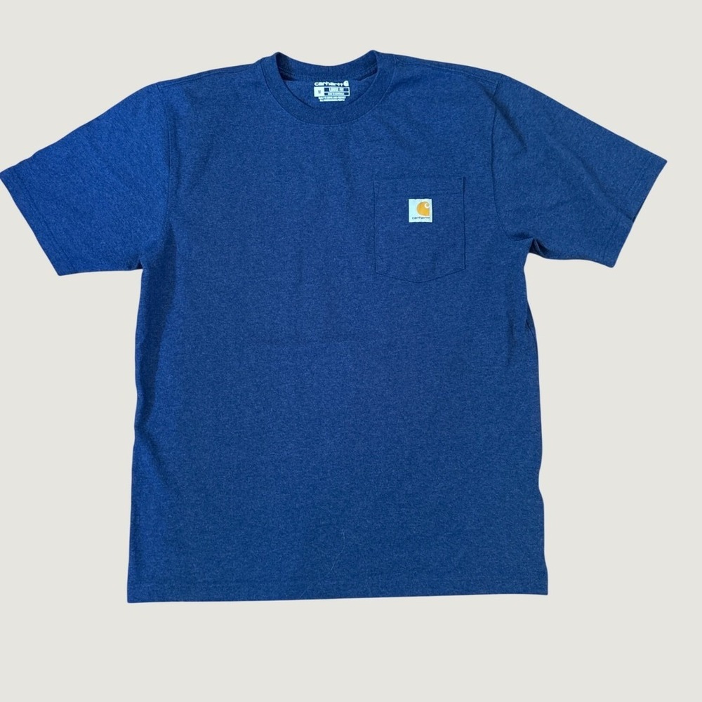 Carhartt Pocket T-Shirt Mens Blue K87 Loose Fit Workwear Short Sleeve SIZE M